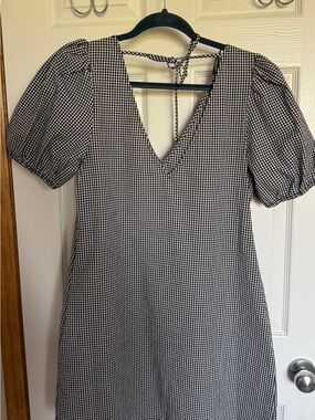 a new day Black & White Gingham V-Neck Mini Dress
